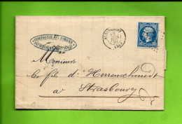 1867 Timbre Empire Gr. Ch.  FORGES D AUDINCOURT ET DEPENDANCES  DOUBS  Pour Herendschmidt Strasbourg Bas Rhin - 1849-1876: Periodo Clásico