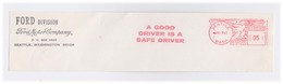 EMA Meter Frank Front Cover Cut Red Meter Mark A Good Driver Is A Safe Driver Slogan US POSTAGE - Accidents & Sécurité Routière
