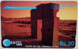 Entel Bolivia Bs.20 Puerta Del Sol, Tiwanacu, La Paz - Bolivië