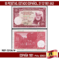 C2126.1# España 1951. 50 Pts. Estado Español (AU) P-141a - 50 Peseten