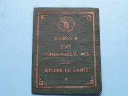 Université Du Travail, CHARLEROI Division B Ecole Professionnelle Du Jour " DIPLOME DE SORTIE " ( >> SCANS ) 1938 ! - Diplômes & Bulletins Scolaires