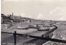 Cartolina Gela ( Caltanissetta ) Spiaggia E Panorama Visto Dal Pontile - Gela