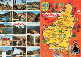 CARTES GÉOGRAPHIQUES - Ardèche - Multi-vues - Colorisé - Carte Postale - Landkarten