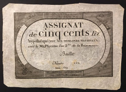 Francia France Assignat De 500 Livres L'an 2° Lotto.1196 - ...-1889 Anciens Francs Circulés Au XIXème