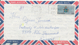 Canada Air Mail Cover Sent To Denmark 9-11-1984 Single Franked - Airmail