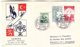 Turquie - Lettre De 1958 - Oblit Ankara - 1er Vol SABENA  Ankara Bruxelles - Ataturk - - Brieven En Documenten