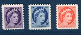 Canada, Yv 270, 271, 272, Mi 293Ax, 294Ax, 295, **, - Unused Stamps