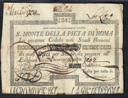 SACRO MONTE DI PIETA' ROMA 09 07 1790 24 SCUDI Strappetti E Mancanze LOTTO 3500 - [ 9] Collections