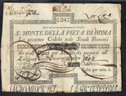 SACRO MONTE DI PIETA' ROMA 09 07 1790 24 SCUDI Strappetti E Mancanze LOTTO 3500 - [ 9] Collezioni