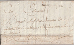 AN 3 - ARMEE DES PYRENEES ORIENTALES - LETTRE DE FIGUERAS (ESPAGNE) TEXTE COMPLET INTERESSANT !!! => MENDE (LOZERE) - Army Postmarks (before 1900)