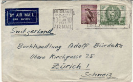 AUSTRALIA 1947  LETTER SENT FROM BRISBANE TO ZUERICH - Cartas & Documentos