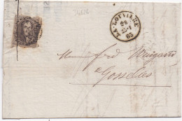 34626# BELGIQUE LEOPOLD MEDAILLON N°10 LETTRE Obl 68 LA LOUVIERE 1863 Pour GOSSELIES - 1849-1865 Medallones (Otros)