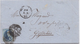 34632# BELGIQUE LEOPOLD MEDAILLON N°11 LETTRE Obl 24 BRUXELLES 1860 Pour GOSSELIES - 1849-1865 Médaillons (Autres)