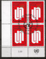 NATIONS-UNIES - GENEVE: Obl., N° YT 7 X 4, Bloc Cdf, Obl. PJ, TB - Usati