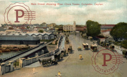 SRI LANKA CEYLON - CEYLAN. MAIN STREET SHOWING KHAN CLOCK TOWER. COLOMBO - Sri Lanka (Ceylon)