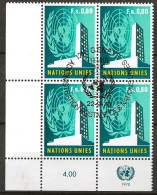 NATIONS-UNIES - GENEVE: Obl., N° YT 9 X 4, Bloc Cdf, Obl. PJ, TB - Gebraucht