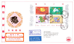 602587 | Hong Kong, First Day Cover, FDC 1987 Registered And By Air Mail To Germany  | - Storia Postale