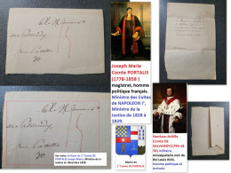 Lettre Autographe 1828 Du Comte DE PORTALIS Ministre Des Cultes NAPOLEON 1807-1808, Pli Au Comte DE SALVANDY - Personajes Historicos