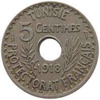 TUNISIA 5 CENTIMES 1918 HOLE OFF-CENTER #c011 0641 - Tunisie