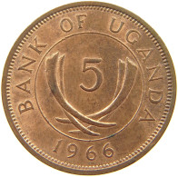 UGANDA 5 CENTS 1966  #a014 0065 - Uganda