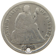 UNITED STATES OF AMERICA DIME 1876 CC SEATED LIBERTY #a052 0567 - 1837-1891: Seated Liberty (Liberté Assise)