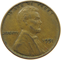 UNITED STATES OF AMERICA CENT 1951 LINCOLN WHEAT #s063 0889 - 1909-1958: Lincoln, Wheat Ears Reverse