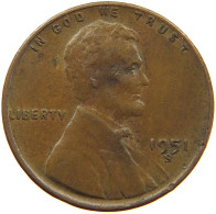 UNITED STATES OF AMERICA CENT 1951 S LINCOLN WHEAT #a095 0689 - 1909-1958: Lincoln, Wheat Ears Reverse
