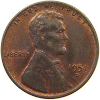UNITED STATES OF AMERICA CENT 1951 D LINCOLN WHEAT #s063 0643 - 1909-1958: Lincoln, Wheat Ears Reverse