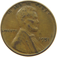 UNITED STATES OF AMERICA CENT 1951 LINCOLN WHEAT #s063 0837 - 1909-1958: Lincoln, Wheat Ears Reverse