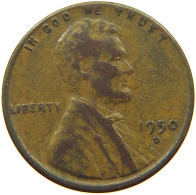 UNITED STATES OF AMERICA CENT 1950 D LINCOLN WHEAT OFF-CENTER #s063 0939 - 1909-1958: Lincoln, Wheat Ears Reverse