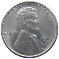 UNITED STATES OF AMERICA CENT 1943 D Lincoln Wheat #s063 0951 - 1909-1958: Lincoln, Wheat Ears Reverse