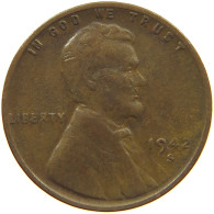 UNITED STATES OF AMERICA CENT 1942 S LINCOLN WHEAT #c012 0037 - 1909-1958: Lincoln, Wheat Ears Reverse