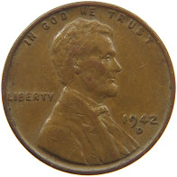 UNITED STATES OF AMERICA CENT 1942 D LINCOLN WHEAT #s054 0661 - 1909-1958: Lincoln, Wheat Ears Reverse