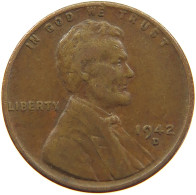 UNITED STATES OF AMERICA CENT 1942 D LINCOLN WHEAT #a013 0197 - 1909-1958: Lincoln, Wheat Ears Reverse
