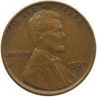 UNITED STATES OF AMERICA CENT 1939 D LINCOLN WHEAT #c012 0075 - 1909-1958: Lincoln, Wheat Ears Reverse