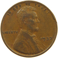 UNITED STATES OF AMERICA CENT 1937 LINCOLN WHEAT #a063 0285 - 1909-1958: Lincoln, Wheat Ears Reverse