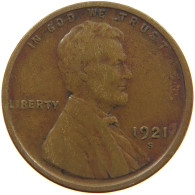 UNITED STATES OF AMERICA CENT 1921 S Lincoln Wheat #t001 0187 - 1909-1958: Lincoln, Wheat Ears Reverse