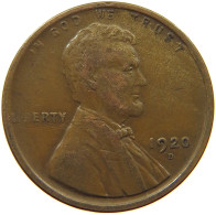 UNITED STATES OF AMERICA CENT 1920 D Lincoln Wheat #s063 0677 - 1909-1958: Lincoln, Wheat Ears Reverse