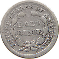 UNITED STATES OF AMERICA HALF DIME 1857 SEATED LIBERTY #t121 0325 - Medios  Dimes