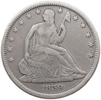 UNITED STATES OF AMERICA HALF 1/2 DOLLAR 1839 SEATED LIBERTY #t127 0361 - 1839-1891: Seated Liberty (Libertà Seduta)