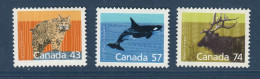 Canada, Yv 1032, 1033, 1034, Mi 1071, 1072, 1073, **, Lynx, épaulard, Wapiti, - Unused Stamps