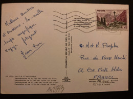 CP Pour La FRANCE TP CROIX GOTHIQUE MERITXELL 0,30 OBL.MEC.5-8 1969 ANDORRE LA VIEILLE - Lettres & Documents