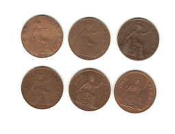 161/ Grande-Bretagne : 6 X 1 Penny : Edouard VII 1907 - Georges V 1914, 1919 Et 1936 - Georges VI 1946 - Elizabeth II 66 - Otros & Sin Clasificación