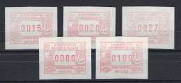 Greece ATM Frama Serie 5v 1985  Piraeus Philatelic Exhibition - Stamp Expo MNH - Machine Labels [ATM]