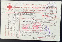 Udine1941Italian POW Bombay INDIA+censored+censura+crosse Rossa Prigionieri Di Guerra(WW2 OKW Zensur Italia Croix Rouge - Marcofilía