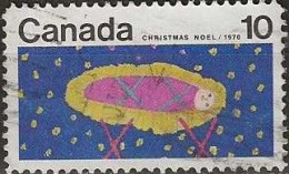 CANADA 1970 Christmas. Children's Drawings - 10c. - Christ In Manger (C. Fortier) FU - Oblitérés