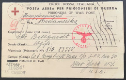 Bozen Alpenvorland1943KGF/POW TEXAS USA+crosse Rossa Italiana Prigionieri Di Guerra+posta Aerea (WW2 OKW Zensur Italia - Storia Postale