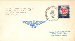 (N22) USA SCOTT # 1075b - Via US Air Mail - Army Air Force Postal Service A.P.O. - Kirwood Miss 1956 - Storia Postale