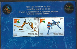 India 2023 Vietnam Joint Issue,Vovinam, Kalarippayattu, Martial Arts, Flag, Sports, MS Used (**) Inde Indien - Gebraucht
