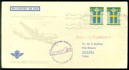 Nederland 1956 KLM 1e Vlucht Met Zweedse Post Amsterdam-Ankara VH A 470c - Storia Postale